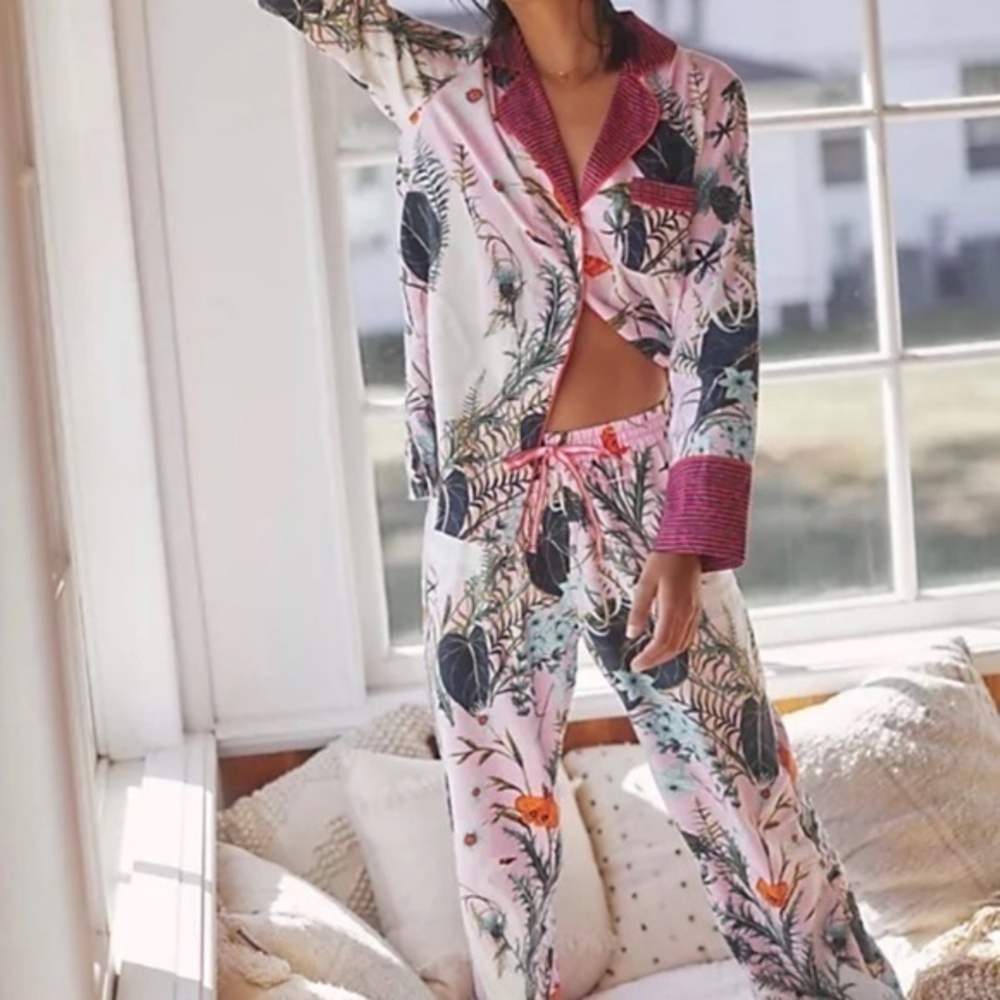 Anthropologie Kelly Louise Judd Botanical Flannel Pajama Set XXS/PXS